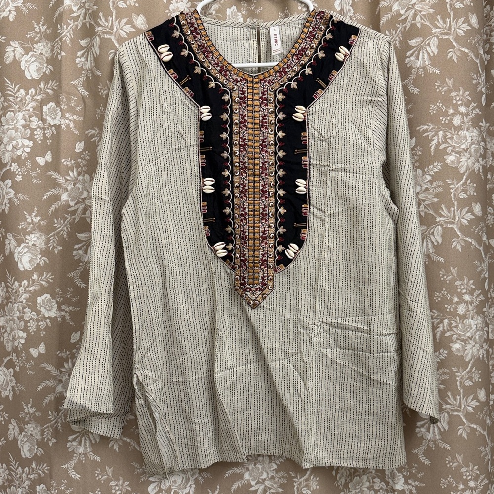 Striped embellished cotton set